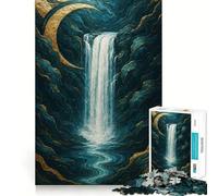 Rompecabezas Cascada con Detalles Dorados 1000 Piezas para Adolescentes Juego para estimular la Mente Montaje Firme y Seguro Actividad Divertida para Toda la Familia (50x75cm)