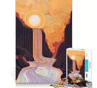 Rompecabezas Cascada de Montaña al Atardecer para Adolescentes, 1000 Piezas, Juego de Lógica, Diversión en Interiores, Bordes Precisos, Pieza de Colección Artística 38x26cm