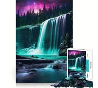 Rompecabezas Cascada de Neón de 1000 Piezas para Adultos Regalos para Mejorar la Memoria Relajante y con Bordes definidos Regalo artístico (38x26cm)