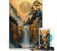 Rompecabezas Cascada de Oro para Adolescentes 1000 Piezas Juego de Memoria Mental Cierre Seguro Sin Piezas Sueltas Ideal para Viajes Juego de Agilidad para el Ánimo (50x75cm)