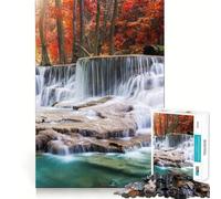 Rompecabezas Cascada en Bosque Otoñal 1000 Piezas Juguete para Desarrollar Habilidades Cognitivas Superficie Lisa Sin Rebabas Actividad Relajante para Grupos en Interiores (50x75cm)