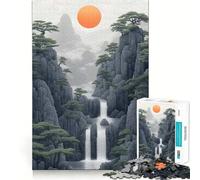 Rompecabezas Cascada en Montañas Brumosas 1000 Piezas Juguete de Construcción Focus Ajuste Espacios Una Actividad Recompensante para Días Lluviosos (38x52cm)
