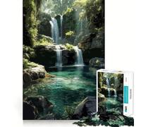 Rompecabezas Cascada en un Paraíso Tropical 1000 Recall Fun Play Tecnología Avanzada de Corte láser Juguete de Entretenimiento para Interiores (50x75cm)