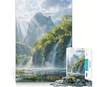 Rompecabezas Cascada en Valle Exuberante para Adultos 1000 Piezas Juego para Estimular la Mente Tamaño Uniforme Piezas Precisas Ideal para Viajes Juego Mental Regalo (50x75cm)
