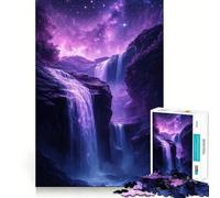 Rompecabezas Cascada Fantasía Noche Púrpura 1000 Piezas para Adultos Juguete Cognitivo Tiempo de Conexión Patrón Ensamblaje Artículo Deseo de Santa Claus (50x75cm)