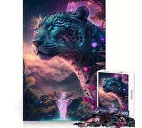 Rompecabezas Cascada Jaguar 1000 Piezas Piensa Entrenamiento Divertida Diversión Bordes Definidos Sorpresa de Cumpleaños (38x52cm)