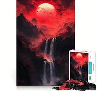 Rompecabezas Cascada Luna Roja de 1000 Piezas para Adolescentes Refuerza la Memoria y el vínculo Familiar Bordes precisos Regalo Original (38x52cm)