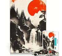 Rompecabezas Cascada Luna Roja de 1000 Piezas para Adultos, Juego Mental, Juguete Divertido y Tranquilo, Pieza de colección de Arte de Corte preciso (38x26cm)