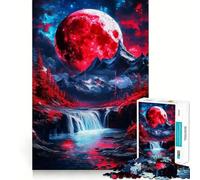 Rompecabezas Cascada Luna Roja para Adultos, 1000 Piezas, Juguete de lógica Mental, diversión Relajante, Corte Firme, cálida Sorpresa (50x75cm)