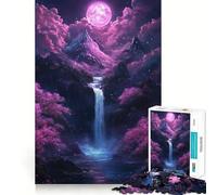 Rompecabezas Cascada Luna Rosa de 1000 Piezas para Adolescentes, Juguete para ejercitar la Mente, Juego Relajante, Corte Premium, (38x26cm)