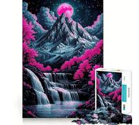 Rompecabezas Cascada Luna Rosa de 1000 Piezas para Adolescentes Mejora la Memoria Ocio en casa Imagen para armar Un Regalo Encantador (38x26cm)
