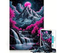 Rompecabezas Cascada Luna Rosa para Adolescentes, 1000 Piezas, Refuerza la Memoria, Pasatiempo Calmante, Borde de Calidad, Regalo Festivo (50x75cm)