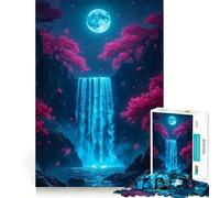 Rompecabezas Cascada Mística con Flores de Cerezo para Adultos, 1000 Piezas, Juguete para Desarrollar la Habilidad Mental, Disfrutar del Montaje, Diseño, Regalo Encantador (38x52cm)