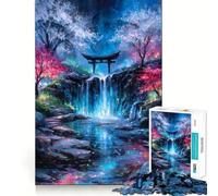 Rompecabezas Cascada Mística con Puerta Torii de 1000 Piezas para Adolescentes Fortalece la Memoria Ocio en casa Bordes limpios Regalo Ideal (50x75cm)