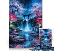 Rompecabezas Cascada Mística con Puerta Torii de 1000 Piezas para Adolescentes Fortalece la Memoria Ocio en casa Bordes limpios Regalo Ideal (50x75cm)