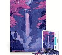 Rompecabezas Cascada Sakura para Adolescentes, 1000 Piezas, Mejora la Memoria, Alivio de la tensión, Bordes Ajustados, Pieza de Arte Fino (50x75cm)