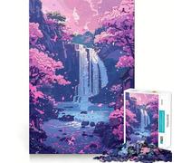 Rompecabezas Cascada Sakura Rosa 1000 Piezas Juego de Habilidad Mental Ajuste Estable Sin Piezas Desplazadas Pasatiempo Divertido para Fines de Semana Largos (38x52cm)