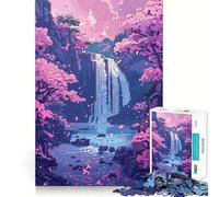 Rompecabezas Cascada Sakura Rosa para Adultos 1000 Piezas Juego de Concentración Mental Corte de Precisión Bordes Lisos Un Reto Divertido para Pasar el Tiempo (50x75cm)