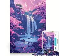 Rompecabezas Cascada Sakura Rosa para Adultos 1000 Piezas Juego de Memoria Cerebral Corte Láser para un Encaje Perfecto Aliviar el Estrés (38x26cm)