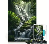 Rompecabezas Cascada Serena en un Bosque exuberante para Adolescentes, 1000 Piezas, Juguete para ejercitar la Mente, diseño Relajante, Montaje, Sorpresa navideña (38x26cm)