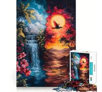 Rompecabezas Cascada y Atardecer 1000 Juego de Recuerdo Mental Alta Precisión Manualidad de Corte Desafío Mental Interactivo para el Hogar (50x75cm)