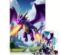 Rompecabezas Castillo del Dragón de Fuego Morado 1000 Piezas Juguete para desarrollar la Mente Juego Relajante Pieza de colección de Arte de Corte preciso (50x75cm)