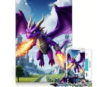 Rompecabezas Castillo Dragón de Fuego Morado 1000 Piezas para Adolescentes Lógica Clara Juguete Ligero Relajante Corte Perfecto Regalo Conmovedor (38x52cm)
