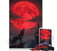 Rompecabezas Castillo Lunar Aullante de Lobo 1000 Piezas Piensa Entrenamiento Divertida Diversión Bordes Definidos Sorpresa de Cumpleaños (38x26cm)