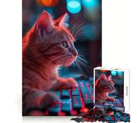 Rompecabezas Cat Gaming Lazy de 1000 Piezas para Adolescentes Ideal para el Bienestar Mental, el Ocio y el Entretenimiento Regalar (38x26cm)