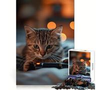 Rompecabezas Cat Gaming Lazy de 1000 Piezas para Adultos y Adolescentes Ideal para Relajarse y Pensar Bordes definidos Navidad (38x52cm)