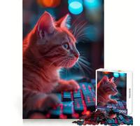 Rompecabezas Cat Gaming Lazy de 1000 Piezas para Adultos y Adolescentes Ideal para Relajarse y Pensar Bordes definidos Navidad (38x52cm)