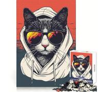 Rompecabezas Cat Meme Thug Life Teenager de 1000 Piezas para Entrenamiento de concentración, Calma y distracción Ideal para Regalar (38x26cm)