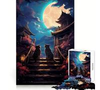 Rompecabezas Cat Moon Japan de 1000 Piezas para Adolescentes, para desarrollar la Memoria cognitiva, un pasatiempo Tranquilo, Corte Exacto, Ideal para una Navidad Alegre (38x52cm)
