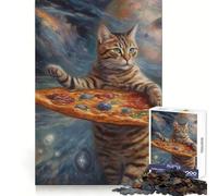 Rompecabezas Cat Pizza Space de 1000 Piezas para Adultos y Adolescentes,Bienestar Cerebral,Ocio Relajado,Cierre Perfecto, (38x52cm)