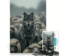 Rompecabezas Cazador de Ovejas Lobo,1000 Piezas,Juego de Habilidad Mental,Piezas de Ajuste, Actividad Nocturna Divertida para Toda la Familia (38x52cm)