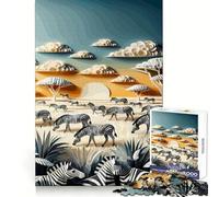 Rompecabezas Cebras de la Sabana Salvaje, 1000 Piezas para Adolescentes Ideal para Relajarse y divertirse Navidad (38x52cm)