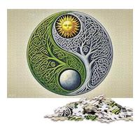 Rompecabezas Celta del solsticio Yin Yang del árbol de la Vida para Adultos, Rompecabezas de Madera, Juguete Educativo e Intelectual antiestrés, 500 Piezas (52x38cm)