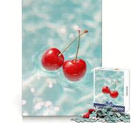Rompecabezas Cerezas flotando en el Agua,1000 Piezas,Pensamiento Claro,Tiempo de relajación,Bordes precisos,Elegante (38x26cm)