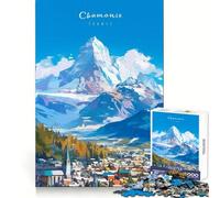 Rompecabezas Chamonix Mont Blanc para Adultos,1000 Piezas,para Mejorar la Memoria,Suave y fácil de Usar,Corte preciso, Navidad (38x26cm)