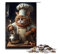 Rompecabezas Chef Cat de 1000 Piezas, Rompecabezas de Madera para Adultos y niños Mayores de 12 años, Rompecabezas Familiar Divertido de 1000 Piezas
