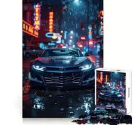 Rompecabezas Chevrolet Camaro en Neon City Rain para Adolescentes,1000 Piezas,desafío Inteligente,pasatiempo Relajante,Cierre Fino, (50x75cm)