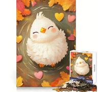Rompecabezas Chick Hearts Autumn Leaves para Adultos,1000 Piezas,Ejercicio Mental,diversión Tranquila,Cierre Seguro,Gran Regalo (38x26cm)