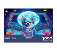 Rompecabezas Chihuahua 1000 Piezas Papel Reciclado - Chihuahua Luna Rosas Místico Vivo 38x26cm
