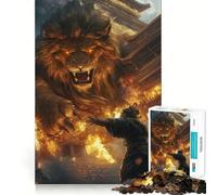 Rompecabezas Chino Antiguo de león Dorado de 1000 Piezas Juego de Ejercicios mentales con Encaje Huecos Desafío Interactivo para el Cerebro en casa (38x26cm)