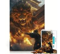 Rompecabezas Chino Antiguo del león Dorado,1000 Piezas,Juego Que estimula el Cerebro,Ajuste Espacios,Entretenimiento Acogedor para Interiores para Todos (50x75cm)