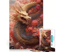 Rompecabezas Chino Sakura Dragon de 1000 Piezas para Adultos Fortalece la Memoria Divertido y Casual Bordes limpios Regalo clásico (38x52cm)