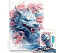 Rompecabezas Chino Sakura Dragon de 1000 Piezas para Adultos Juego Mental Pasatiempo en casa Bordes limpios Un Regalo Encantador (38x52cm)