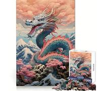 Rompecabezas Chino Sakura Dragon de 1000 Piezas para Adultos, Juguete para ejercitar la Mente, Momento de relajación, Corte de precisión, Regalo Elegante (50x75cm)