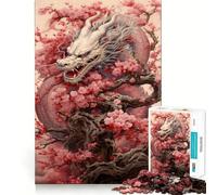 Rompecabezas Chino Sakura Dragon para Adolescentes, 1000 Piezas, Juguete para la Mente, relajación, precisión, diseño de Bordes, Regalo increíble (38x52cm)