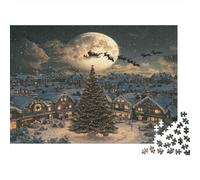 Rompecabezas Christmas Night Scene De 1000 Piezas para Adultos, Puzzle Adultos, Rompecabezas Educativo Doméstico 52x38cm/1000pcs